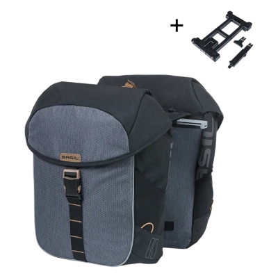 BAG BASIL PANNIER MILES DOUBLE 34L MIK BK/GY (Q)